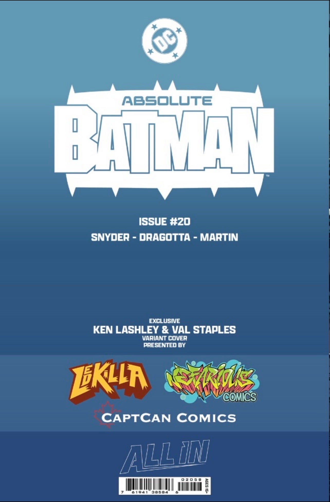 Absolute Batman 20 - Virgin Foil- Signed and remarked by Ken Lashley - CGC 9.8- ltd to 800 copies - Pre Sale
