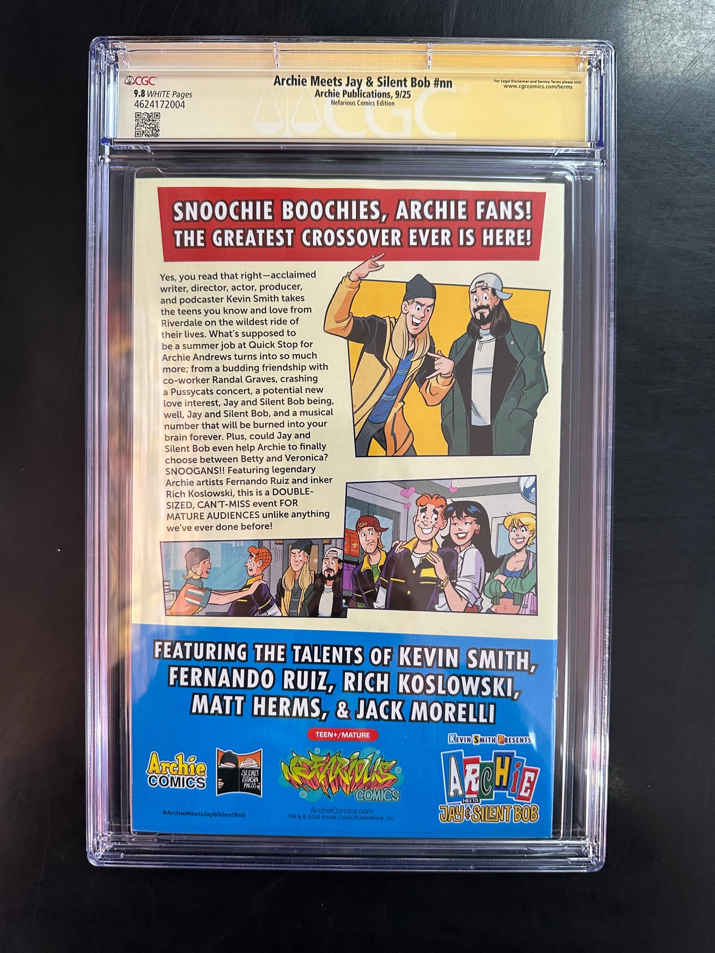 Archie Meets Jay & Silent Bob #1 CGC SS 9.8 – Signed and Remark (Silent Bob) Nefarious Comics Edition