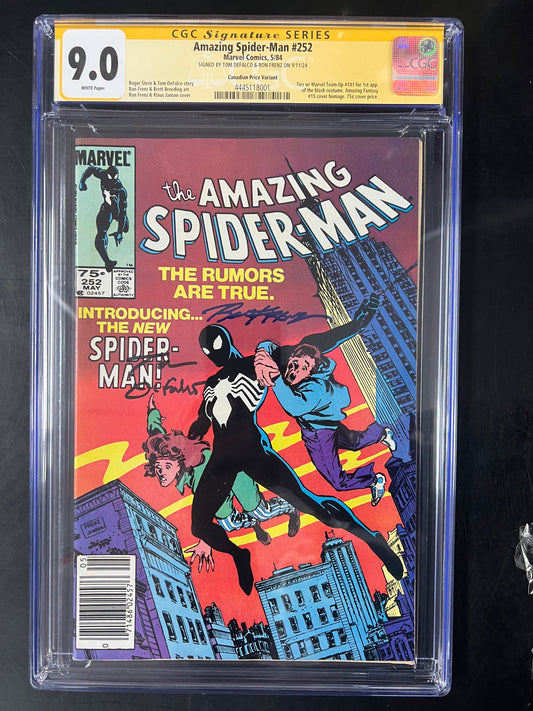 Amazing Spider-Man #252 CGC 9.0 Signed by Tom DeFalco and Ron Frenz