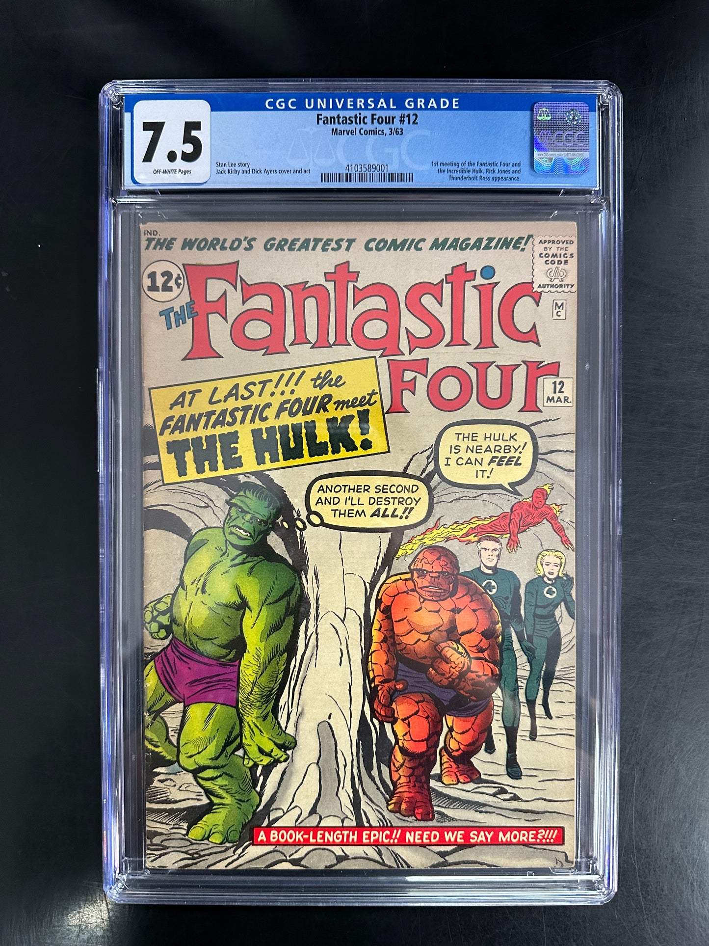 Fantastic Four #12 CGC 7.5 - 1st Hulk vs. Thing