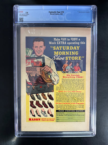 Fantastic Four #12 CGC 7.5 - 1st Hulk vs. Thing