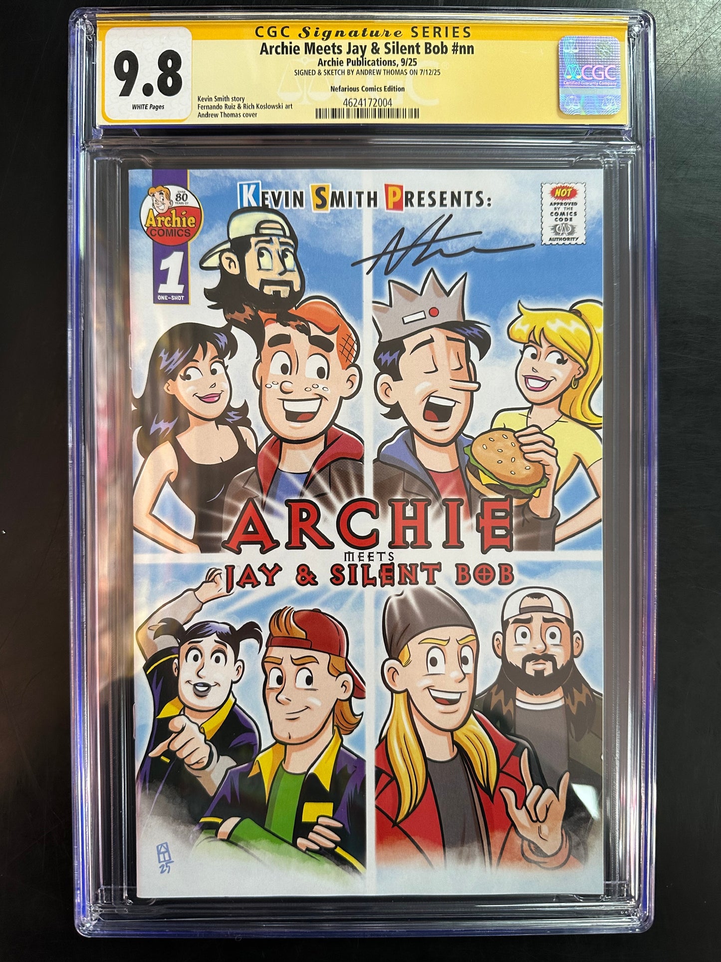 Archie Meets Jay & Silent Bob #1 CGC SS 9.8 – Signed and Remark (Silent Bob) Nefarious Comics Edition