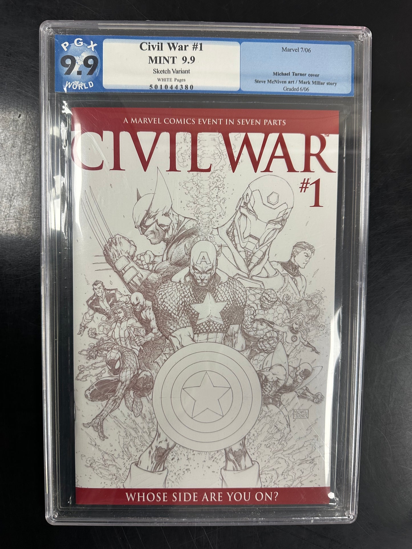 Civil War #1 PGX 9.9 – Sketch Variant Cover