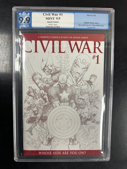 Civil War #1 PGX 9.9 – Sketch Variant Cover