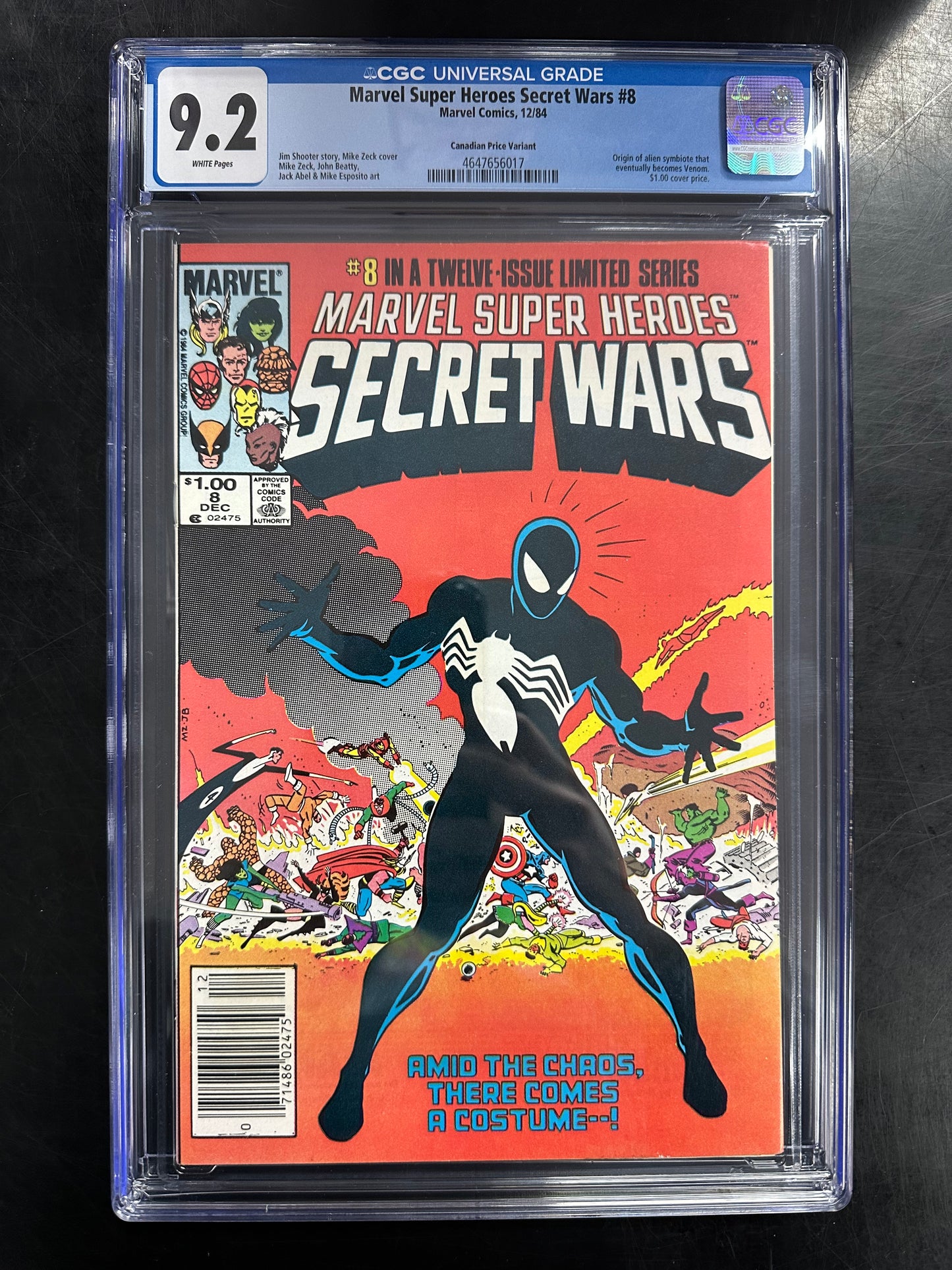 Marvel Super Heroes Secret Wars #8 Canadian Price Variant CGC 9.2 – Origin of the Black Suit / 1st Symbiote