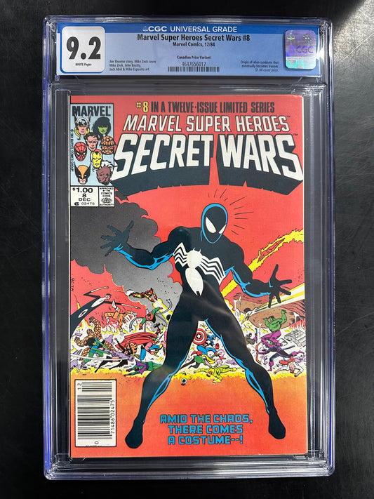 Marvel Super Heroes Secret Wars #8 Canadian Price Variant CGC 9.2 – Origin of the Black Suit / 1st Symbiote