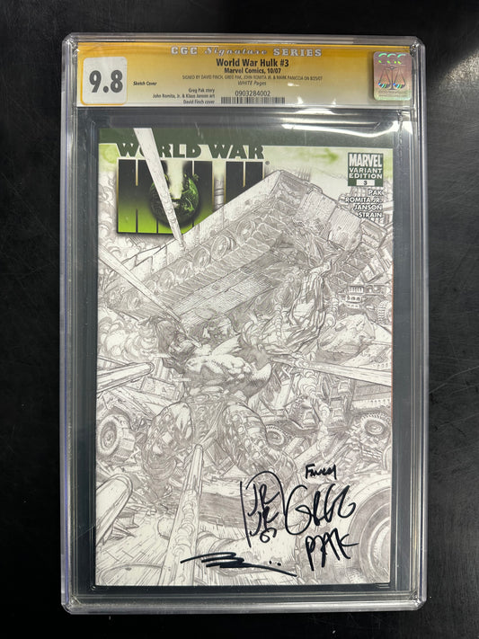 World War Hulk #3 CGC SS 9.8 – Signed by David Finch, Greg Pak, John Romita Jr. & Mark Paniccia
