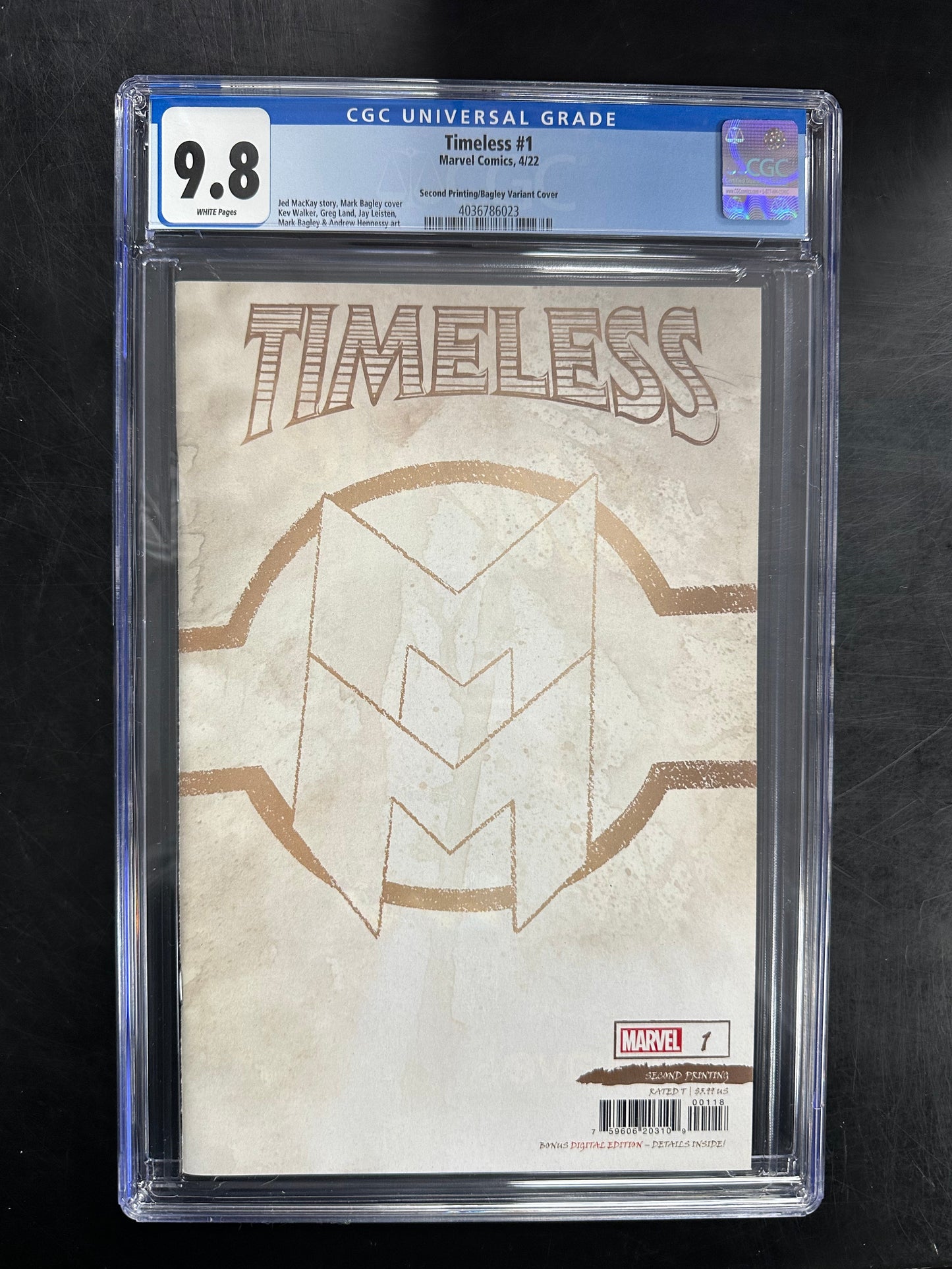 Timeless #1 CGC 9.8 – 2nd Printing/Bagley Variant Cover 1:25